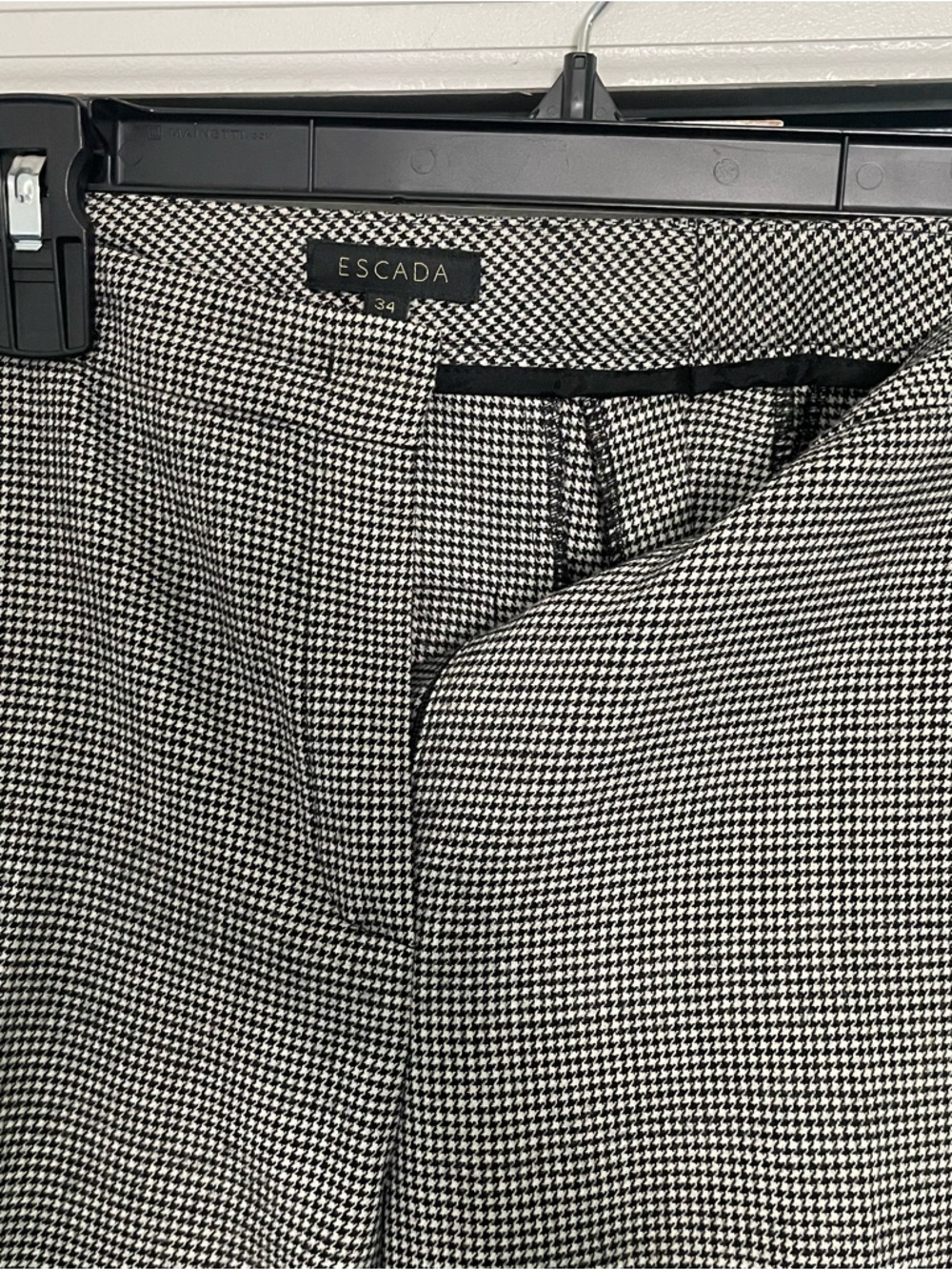 Escada Black and White Houndstooth Pants